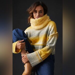 Anthropologie Pilcro Cropped Mock Neck Sweater Ombré